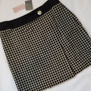 Ann Taylor Petite Navy Blue and Cream Skirt NWT